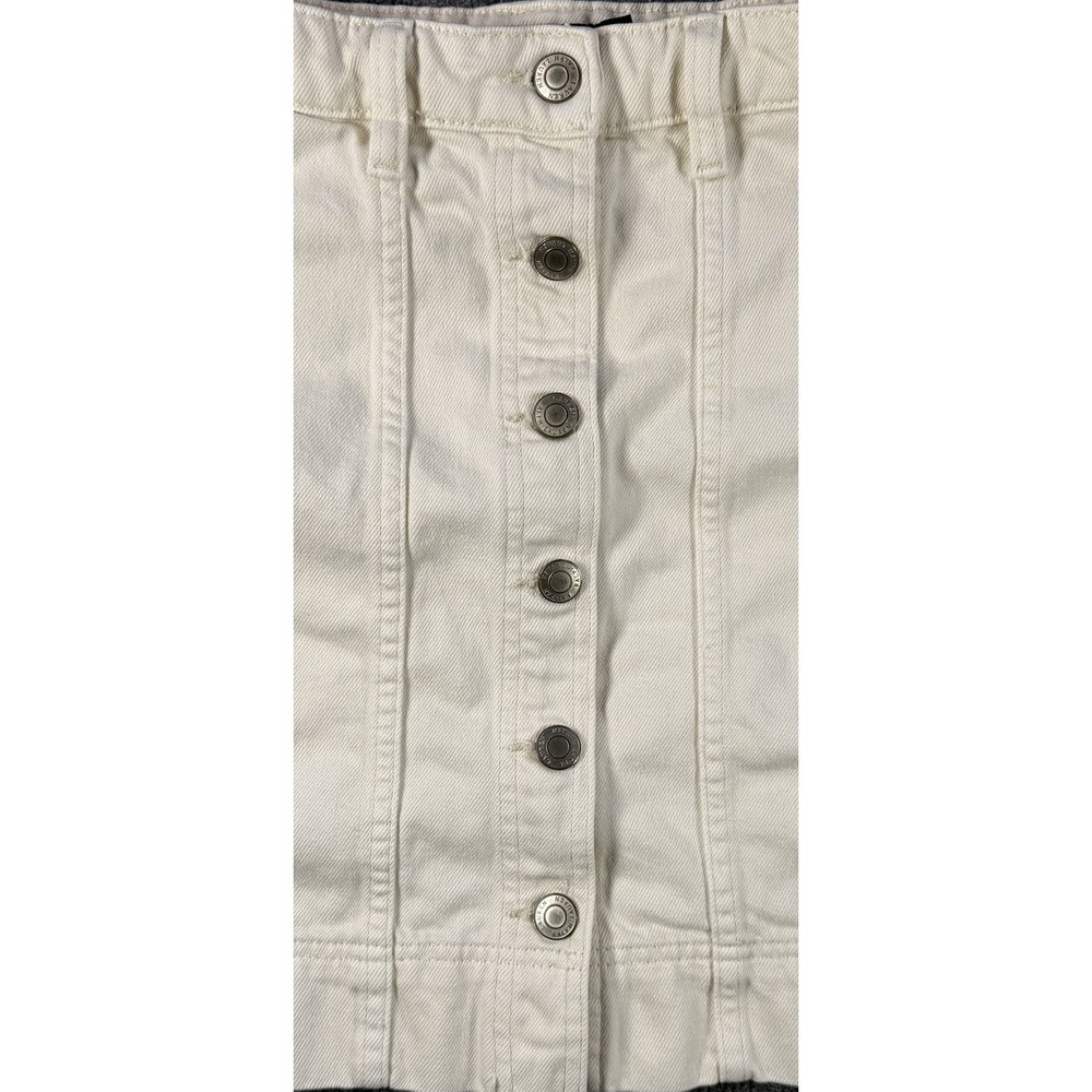 Lauren Ralph Lauren Ivory Denim Skirt Womens 6 Button Front 100% Cotton Midi - Picture 2 of 11
